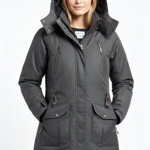 COLUMBIA Women's Medium (M) Gray Hooded Parka Jacket Omni-Heat Thermal Coat NWT